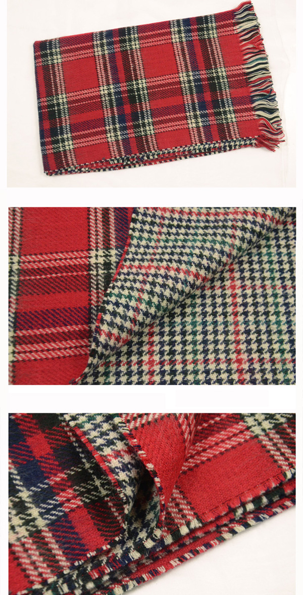 Plaid cashmere scarf women