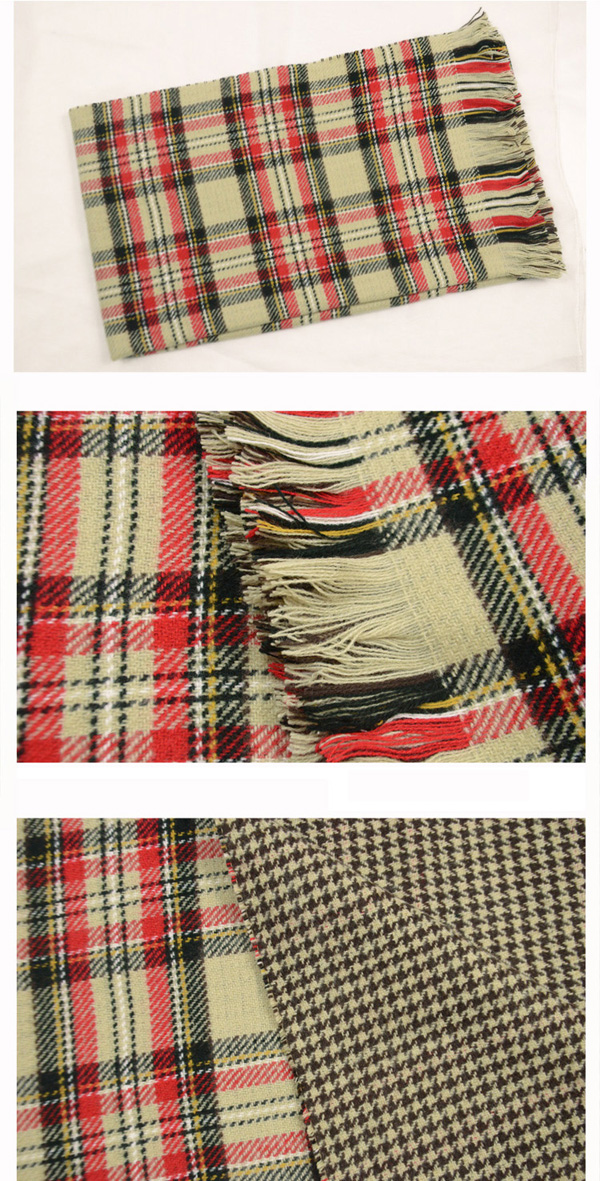 Plaid cashmere scarf women