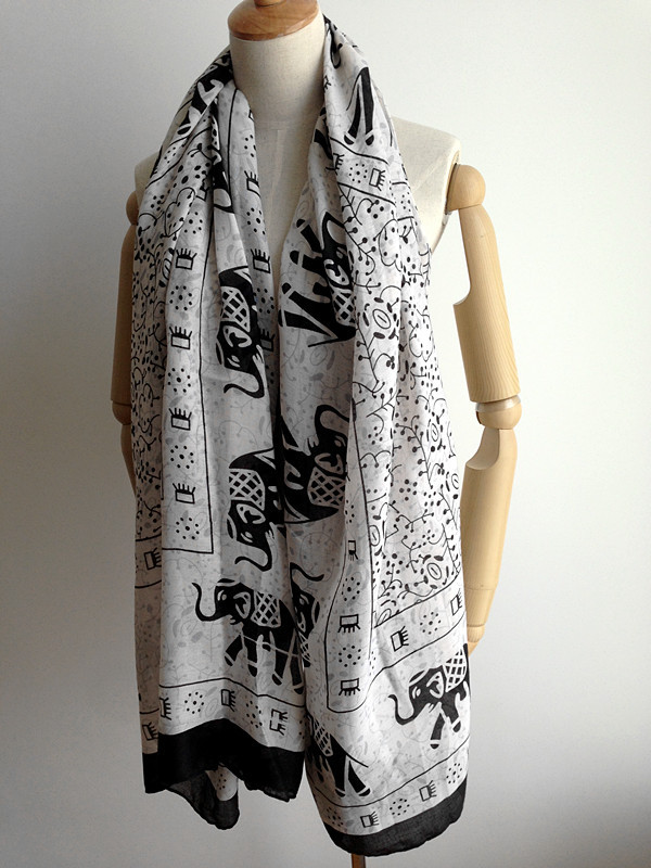 Elephant pattern cotton scarfs
