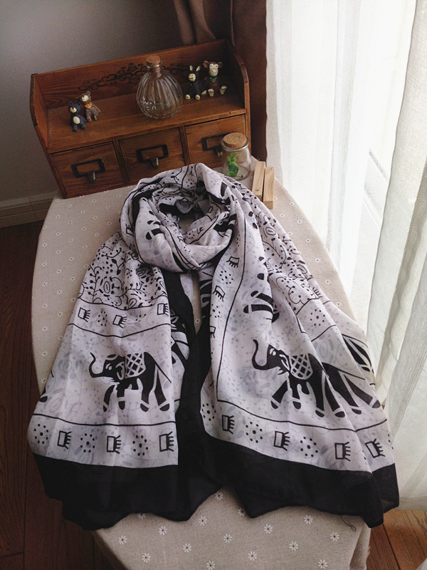 Elephant pattern cotton scarfs