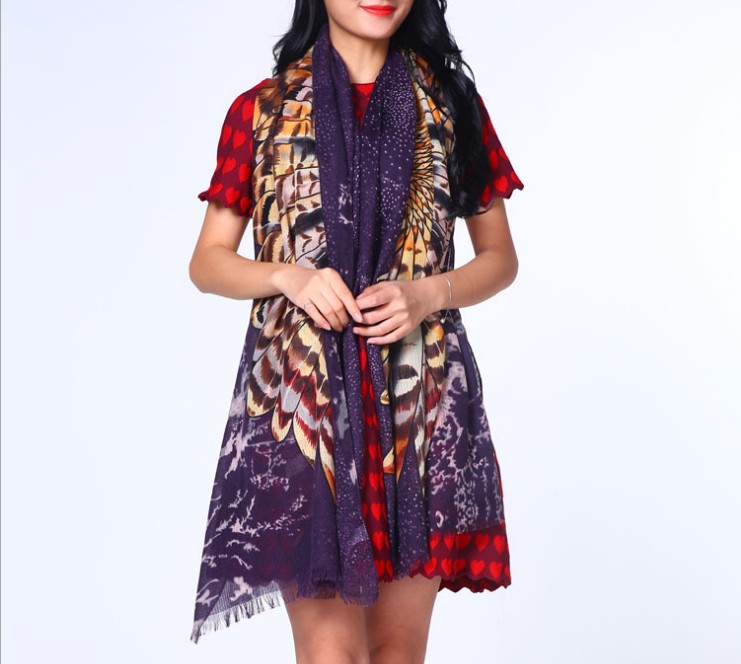 Owl cotton twill scarf wholesale
