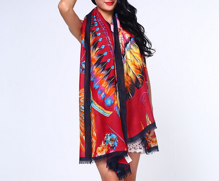 Wholesale feather print scarf