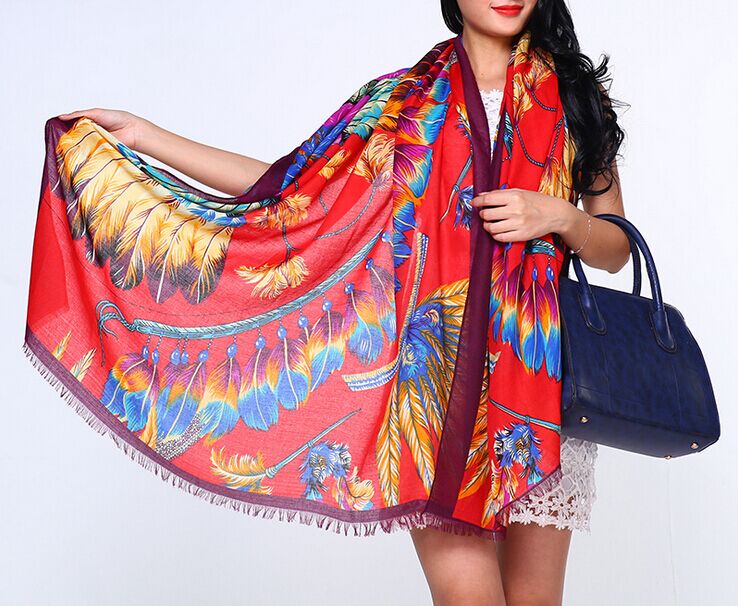 Wholesale feather print scarf