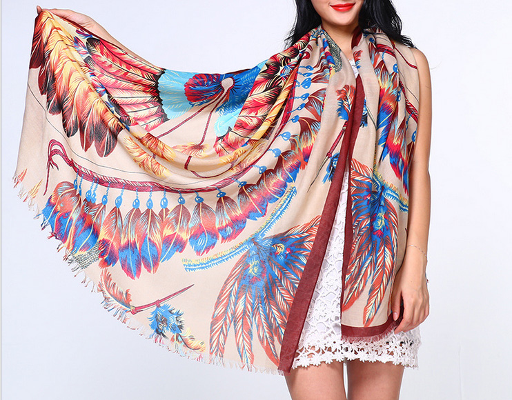 Wholesale feather print scarf