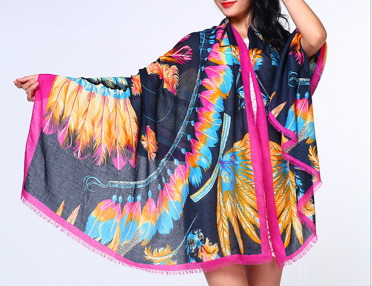 Wholesale feather print scarf