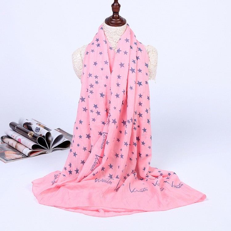 Wholesale printed cotton silk blend scarf