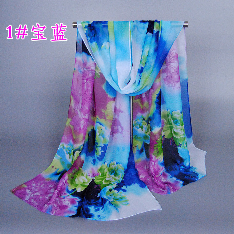 Floral chiffon silk scarf wholesale