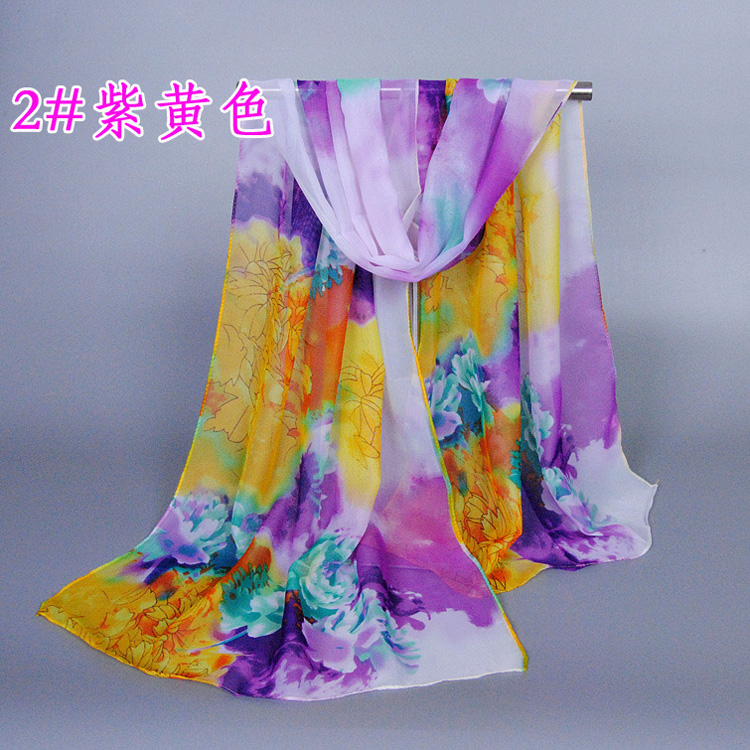 Floral chiffon silk scarf wholesale