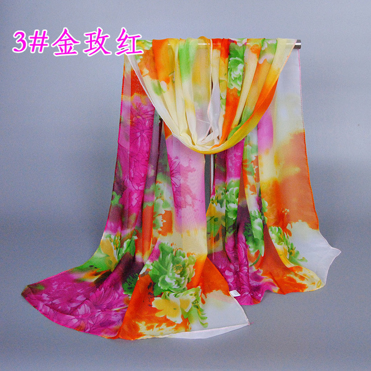 Floral chiffon silk scarf wholesale