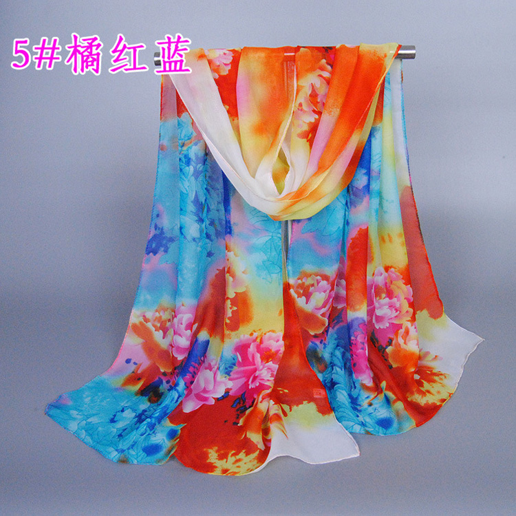 Floral chiffon silk scarf wholesale