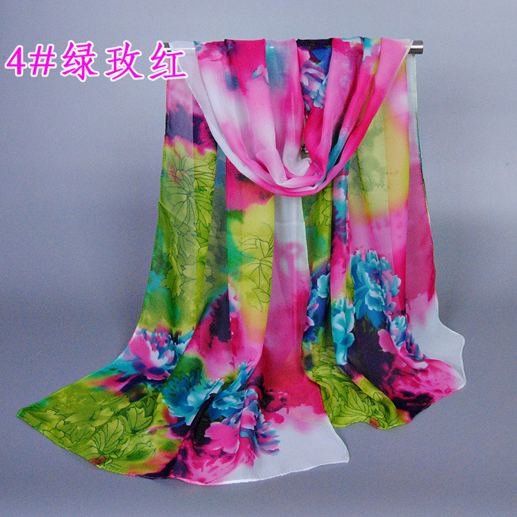Floral chiffon silk scarf wholesale