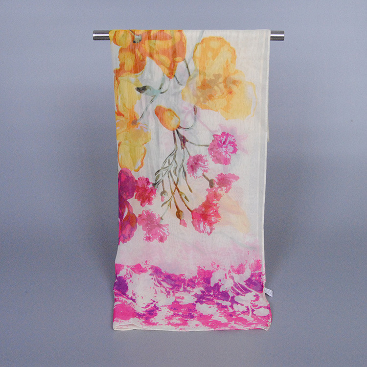Wholesale silk floral chiffon scarf
