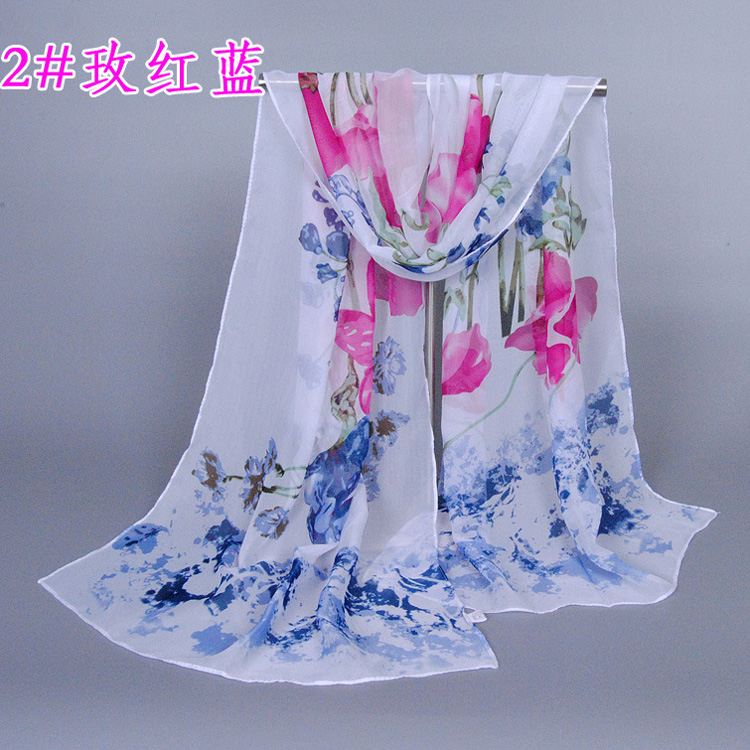 Wholesale silk floral chiffon scarf