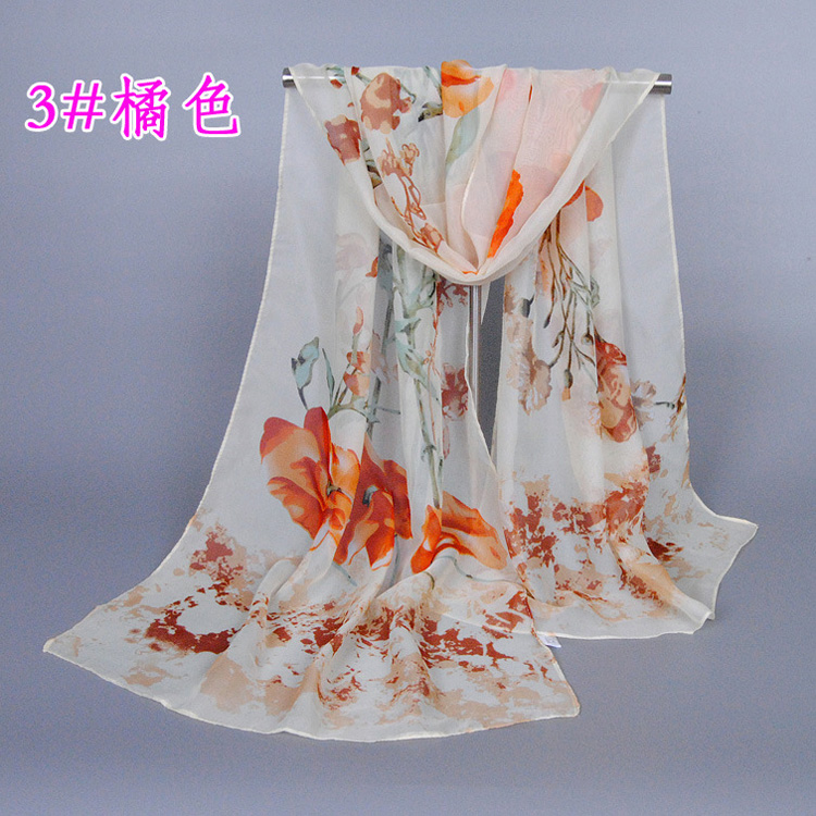 Wholesale silk floral chiffon scarf