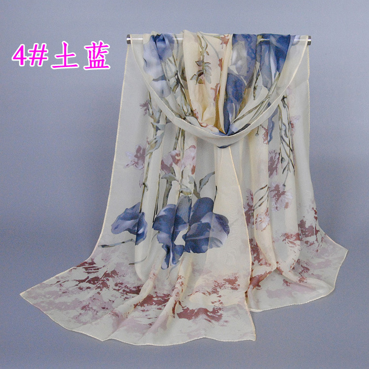 Wholesale silk floral chiffon scarf