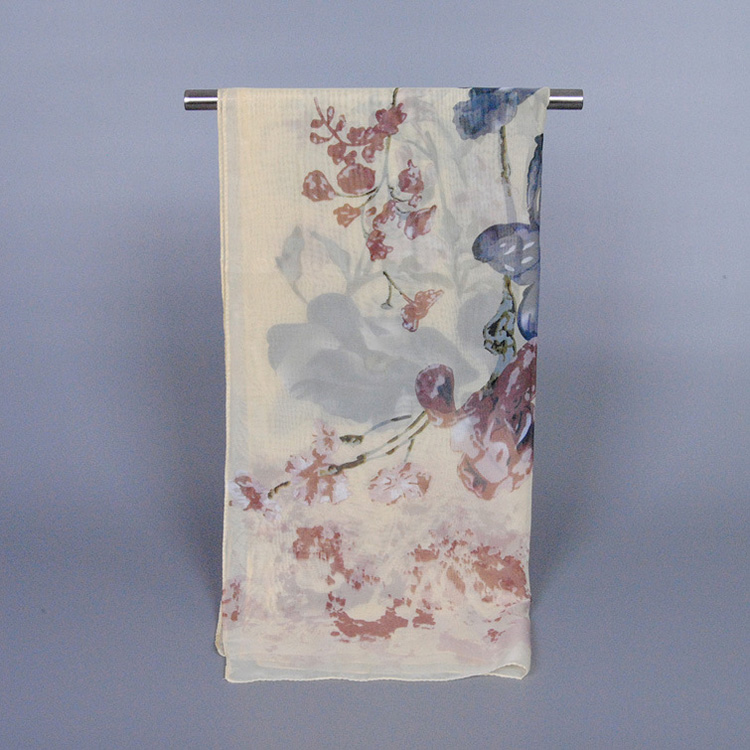 Wholesale silk floral chiffon scarf