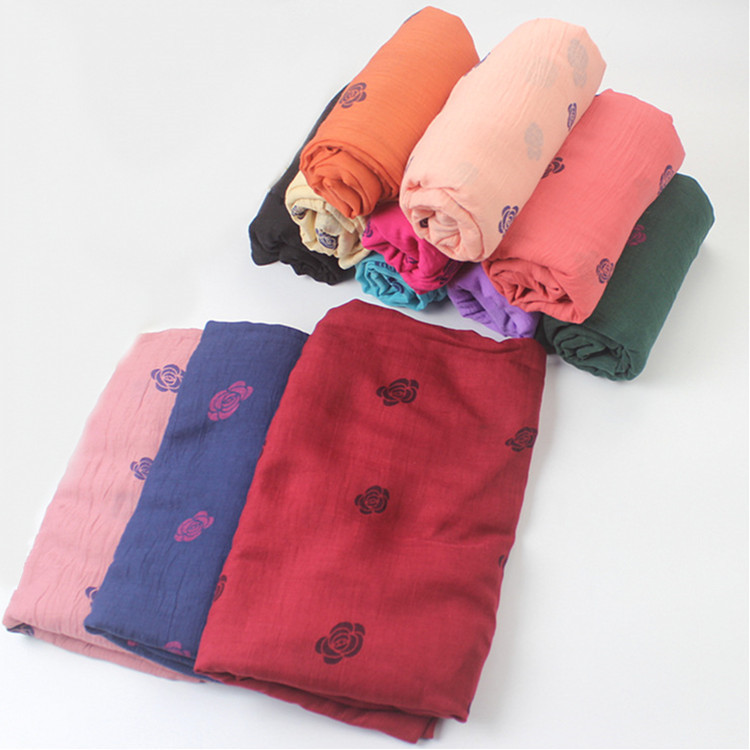 Wholesale flowers cotton silk scarf