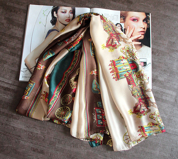 Carriage print silk scarf wholesale