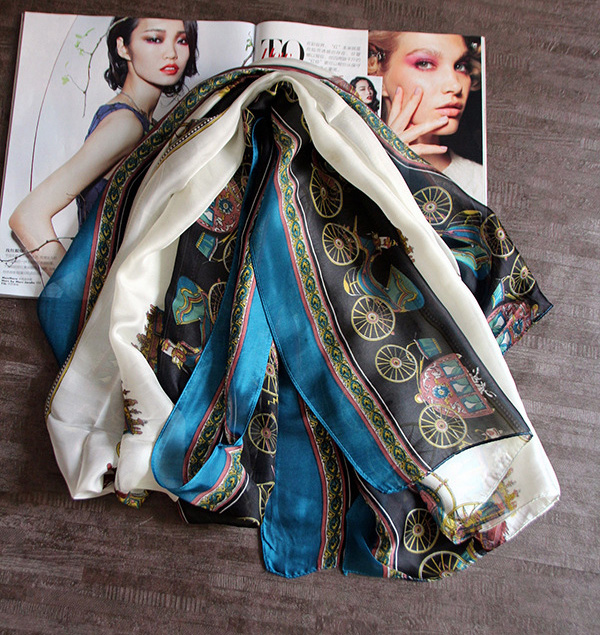 Carriage print silk scarf wholesale