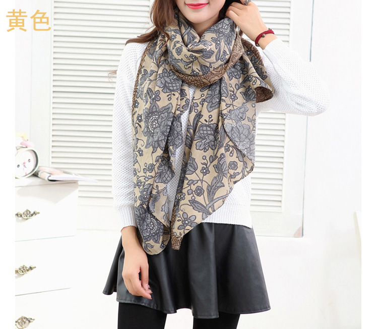 Floral cotton twill scarf wholesale