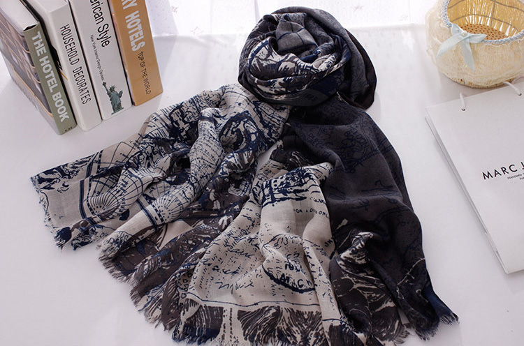 Wholesale map print scarf