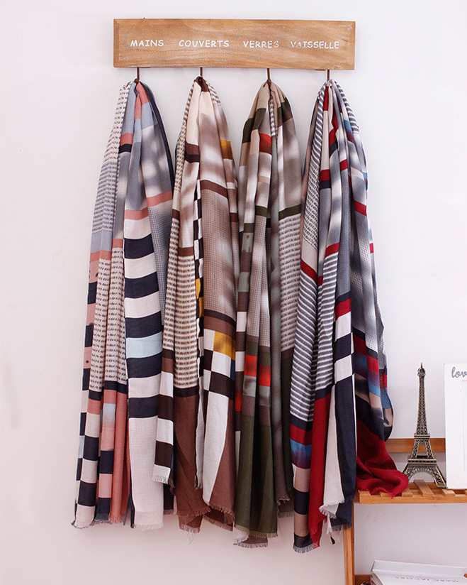 Wholesale long plaid scarf cotton