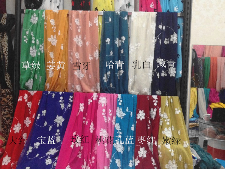 Wholesale floral embroidery scarf