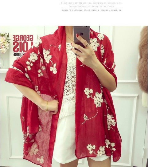 Wholesale floral embroidery scarf
