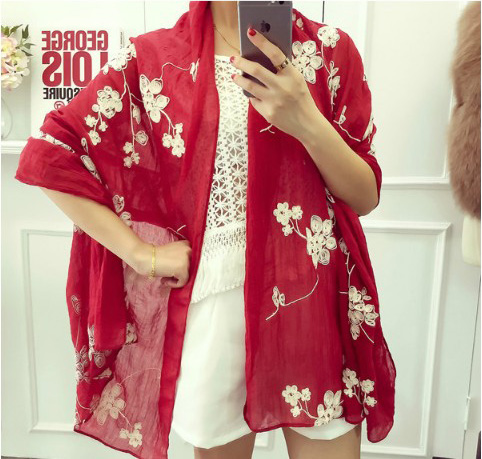 Wholesale floral embroidery scarf