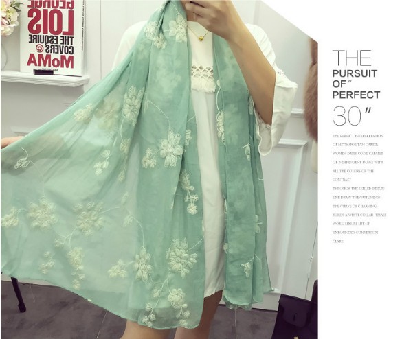 Wholesale floral embroidery scarf
