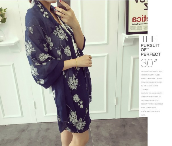 Wholesale floral embroidery scarf