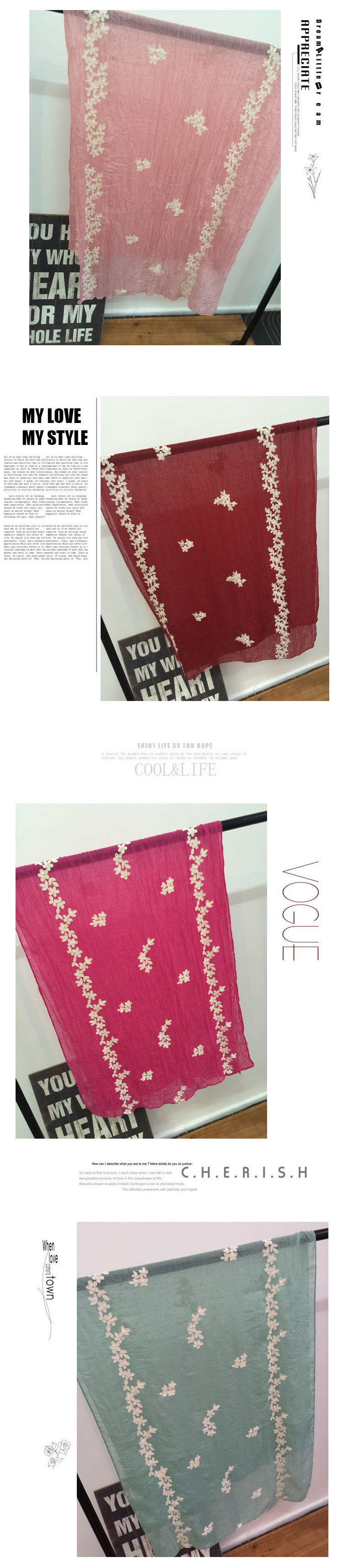 Wholesale embroidered cotton scarf women
