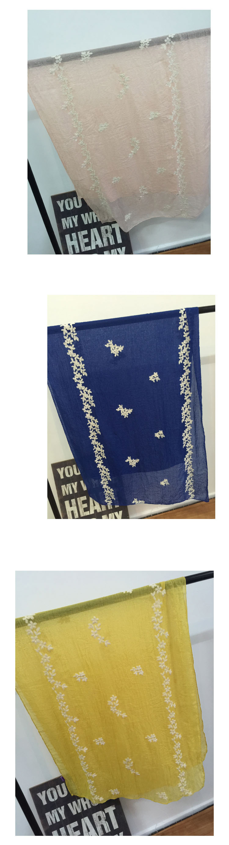 Wholesale embroidered cotton scarf women