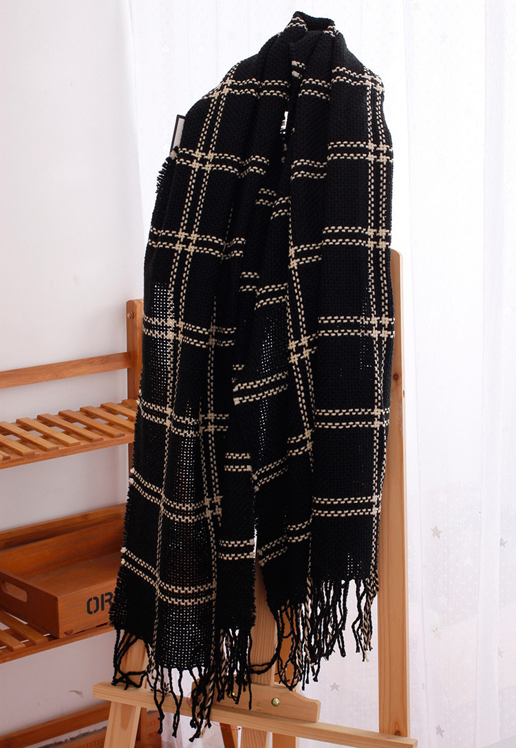 Plaid cashmere fringed scarf wholesale