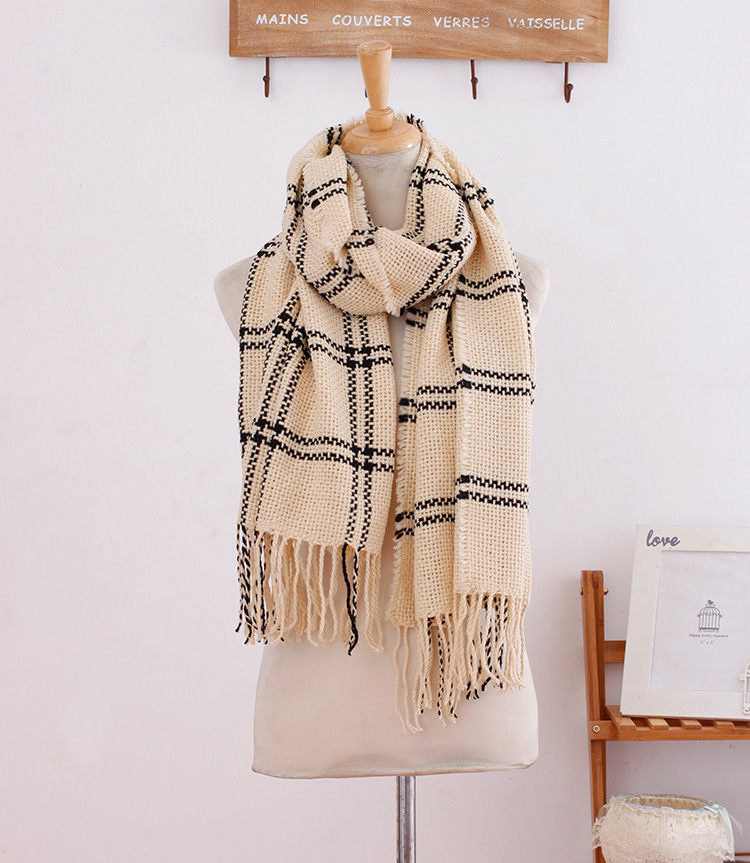 Plaid cashmere fringed scarf wholesale