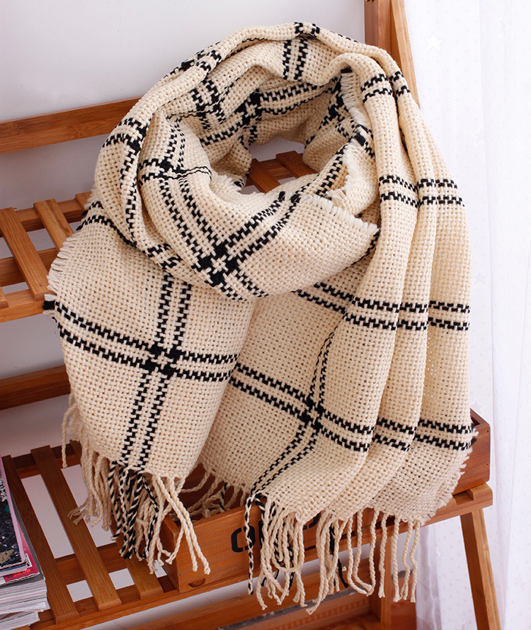 Plaid cashmere fringed scarf wholesale