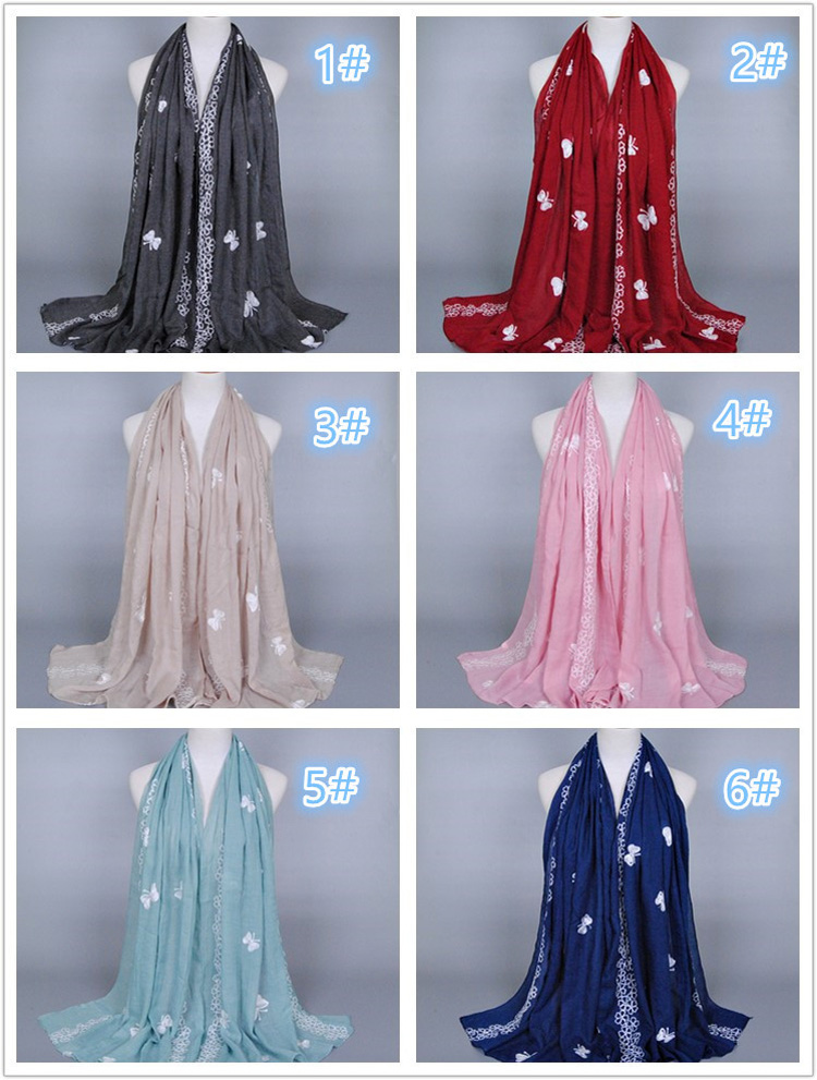 Butterfly embroidered scarf wholesale
