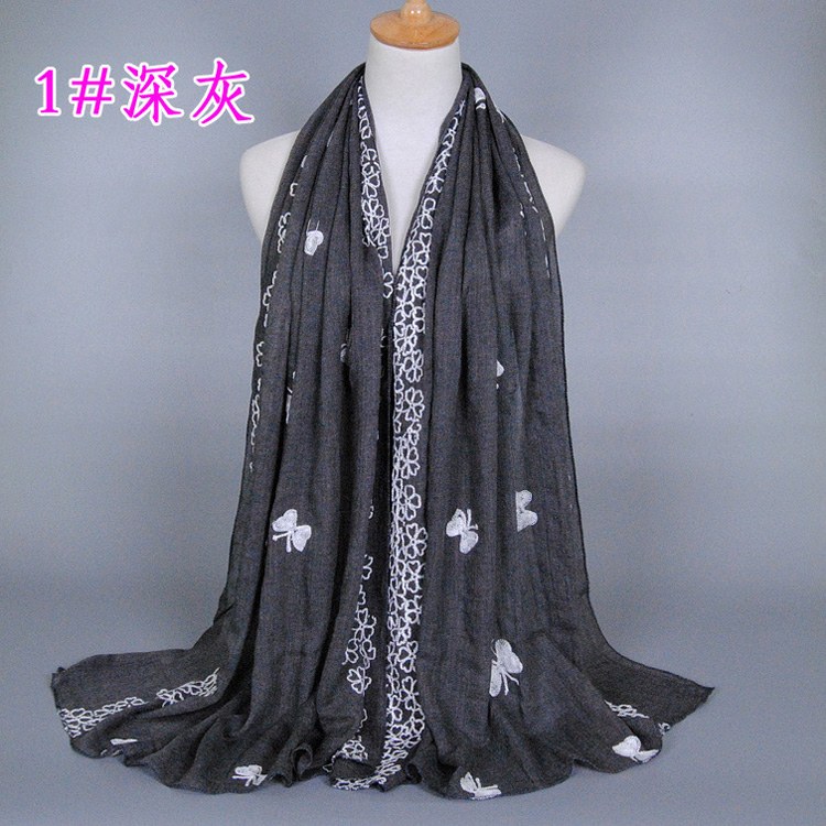 Butterfly embroidered scarf wholesale