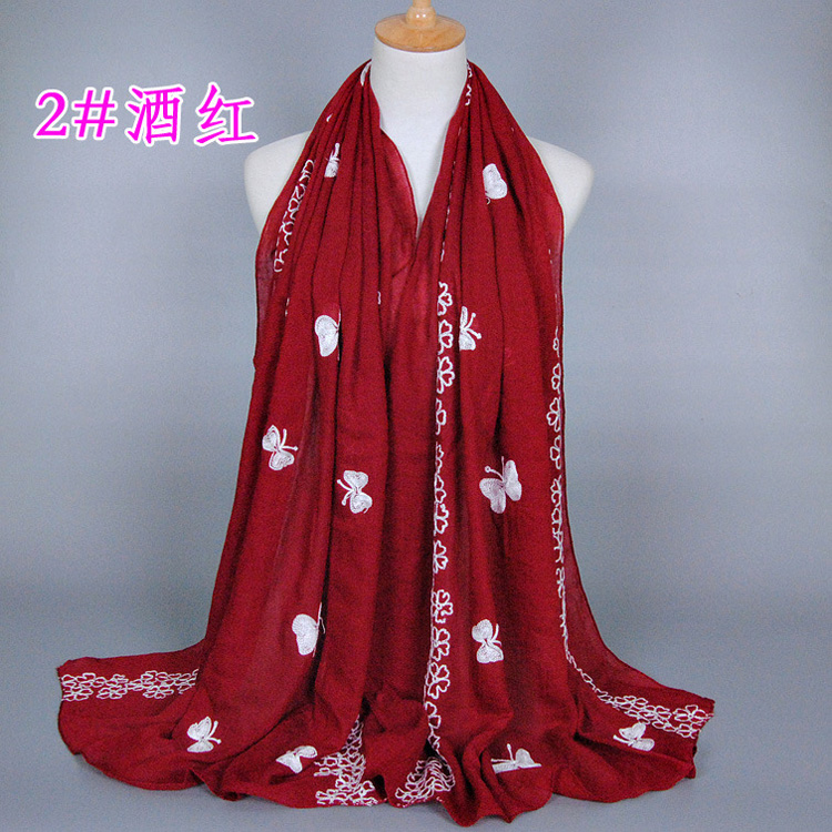 Butterfly embroidered scarf wholesale