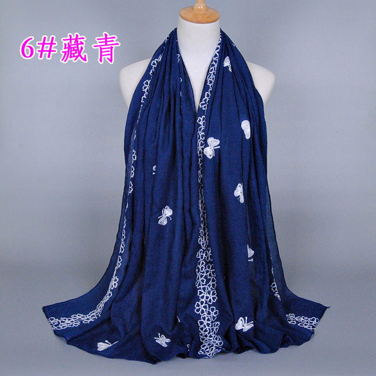 Butterfly embroidered scarf wholesale