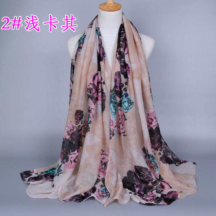 Wholesale peony printing scarf