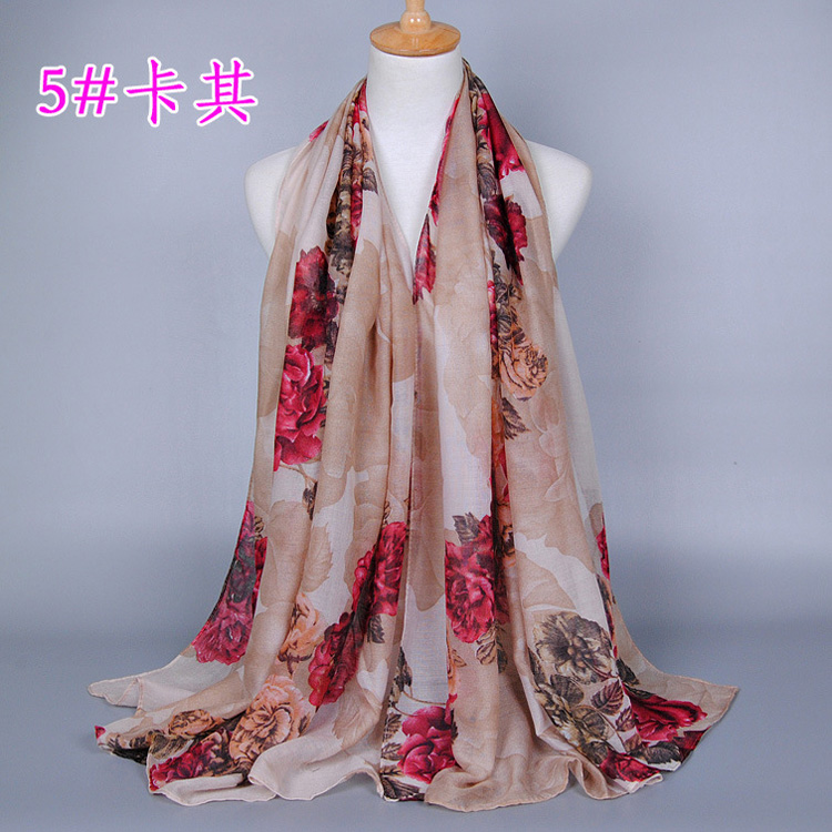 Wholesale peony printing scarf