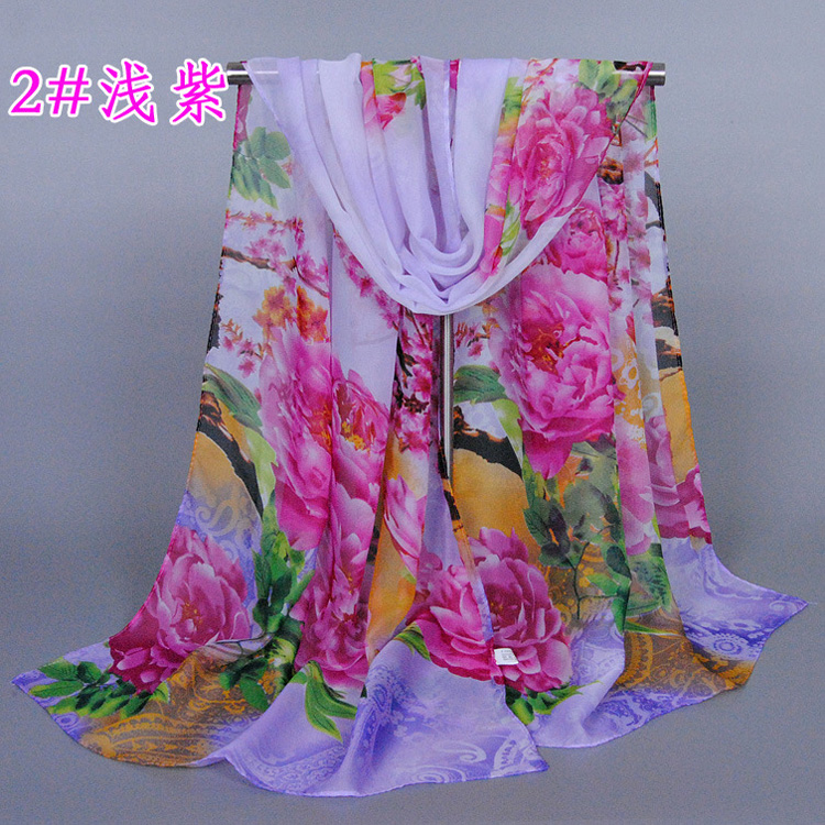 Floral silk chiffon scarf wholesale
