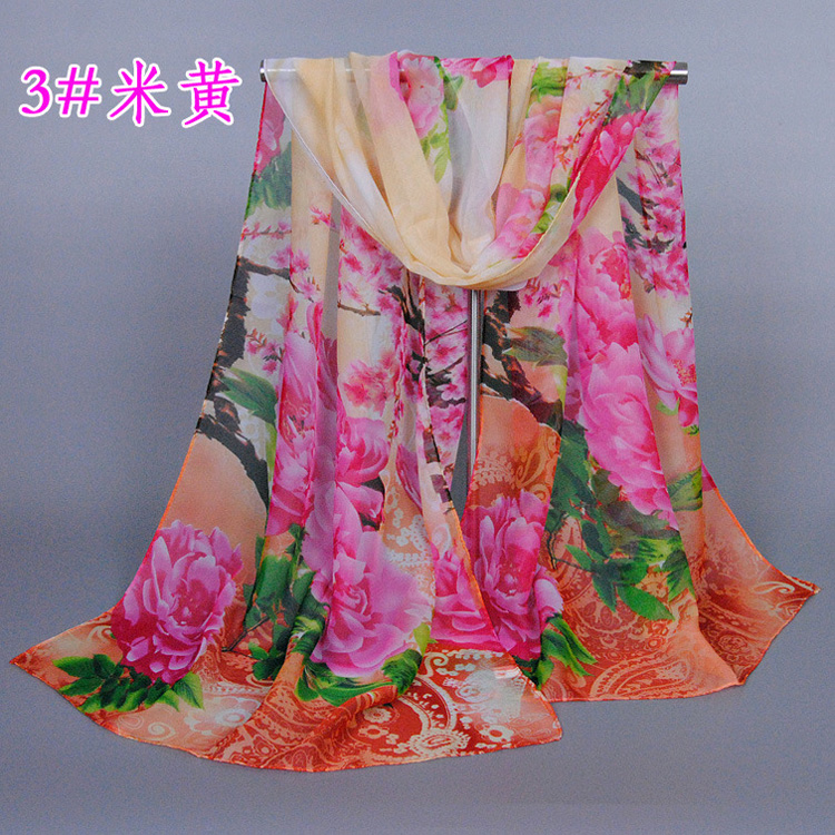 Floral silk chiffon scarf wholesale