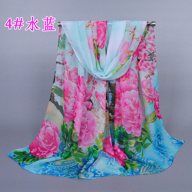 Floral silk chiffon scarf wholesale