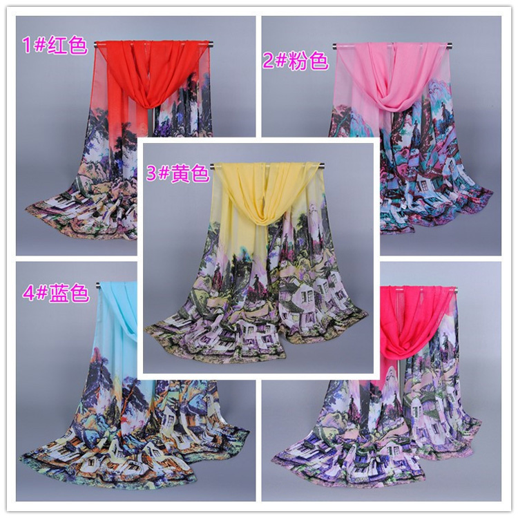 Women chiffon printed scarf wholesale