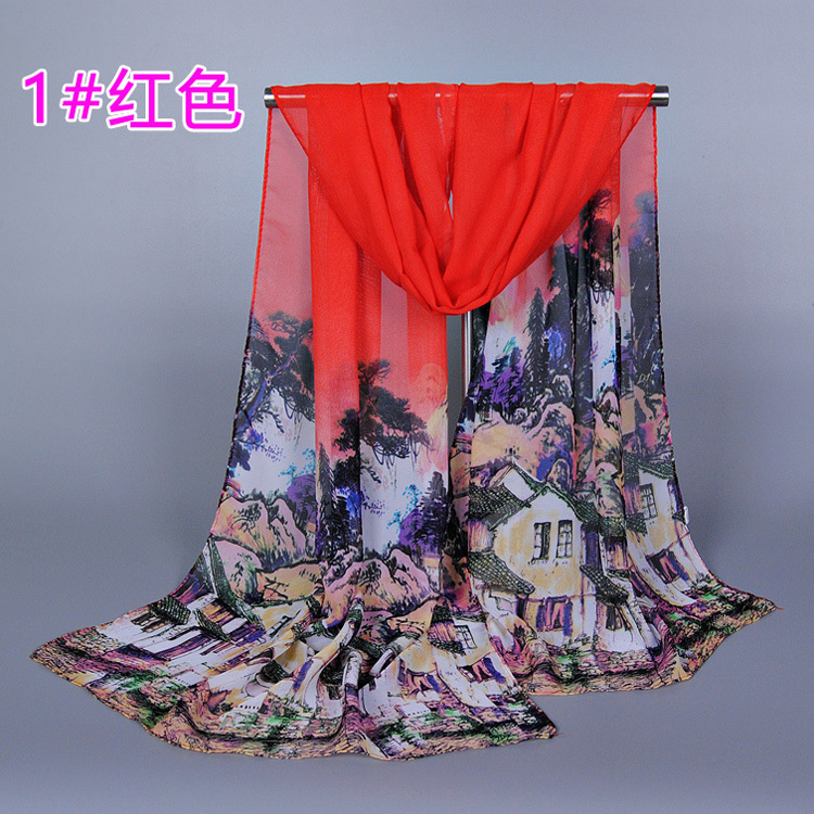 Women chiffon printed scarf wholesale
