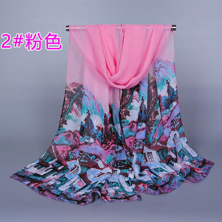 Women chiffon printed scarf wholesale