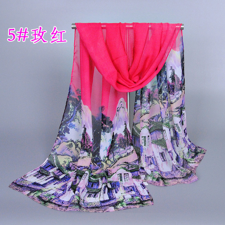 Women chiffon printed scarf wholesale