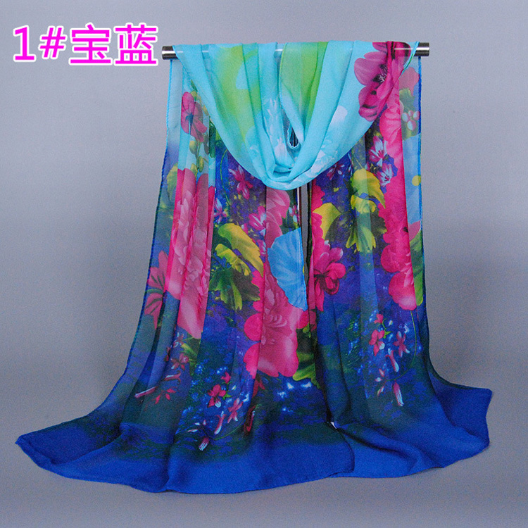 Women floral silk chiffon scarf wholesale